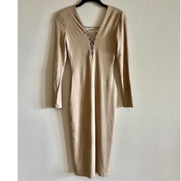 T by ALEXANDER WANG Suede Midi Bodycon Dress - Picture 8 of 10